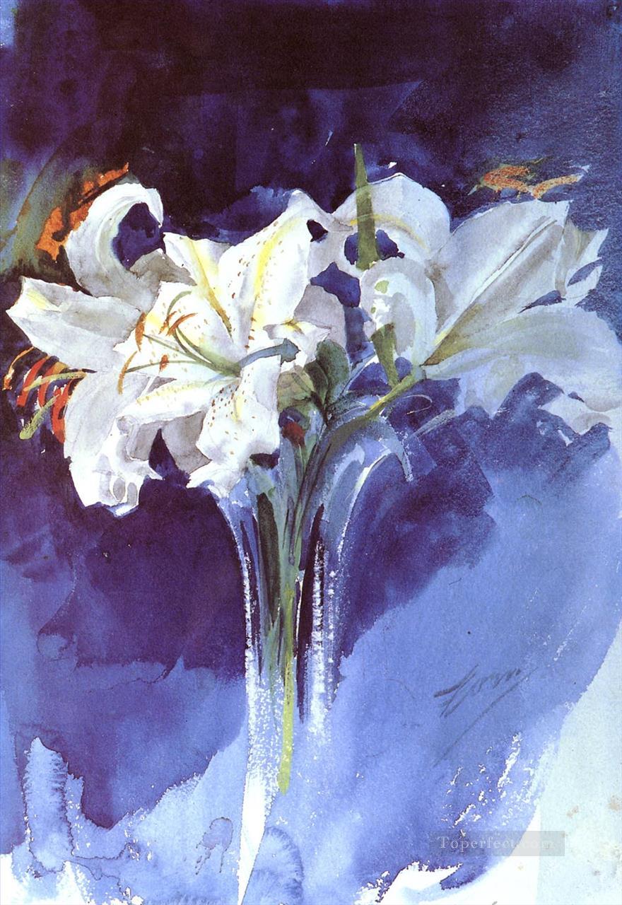 ヴィタ・リルヨル スウェーデンの第一人者画家 アンダース・ゾーン 印象派の花油絵